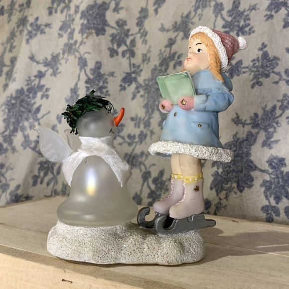 Nantucket Figurine Ice Skater Caroling Girl with Snowman - Picture 2 of 9